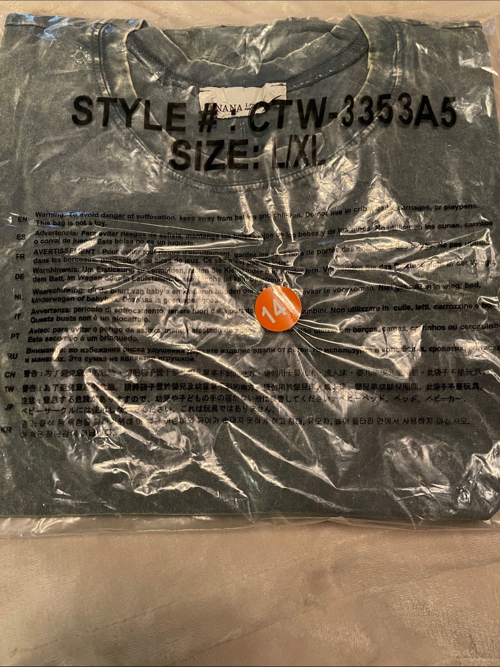 Zenana mineral wash Green crew  neck Tee shirt. NWOT L/XL - Picture 2 of 2